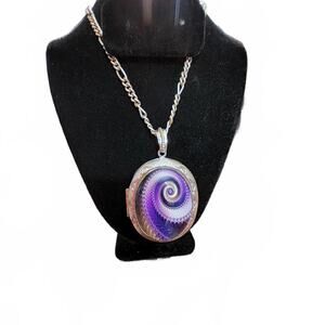Elegant Purple Spiral Locket Necklace